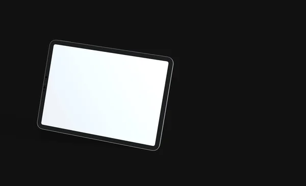 黒の背景に隔離された3Dレンダリングされたタブレットの閉鎖 — ストック写真