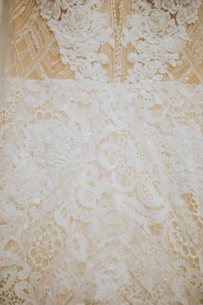 Vertikal Bild Ett Fantastiskt Material Brudklänning — Stockfoto