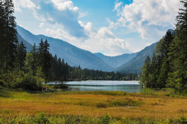 Lago Idilliaco Hintersee Berchtesgaden Alpi Vicino Ramsau Baviera Germania — Foto Stock