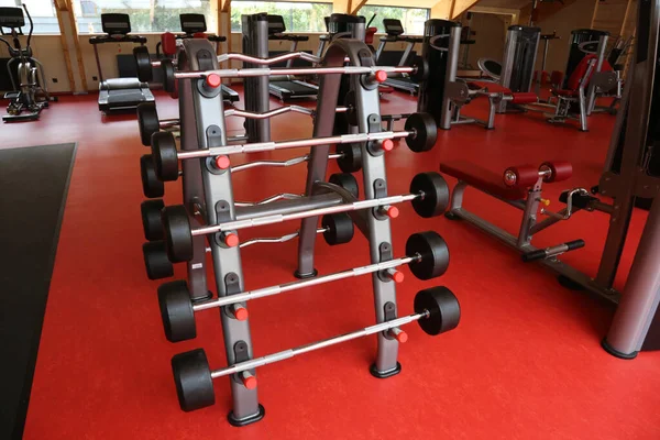 Cracow Malopolska Poland 2021 Modern Fitness Gym Equipment Barbells Rack — Stock Photo, Image