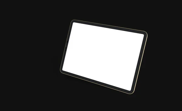 Rendering Tablet Con Uno Schermo Bianco Vuoto Isolato Backgroun Scuro — Foto Stock