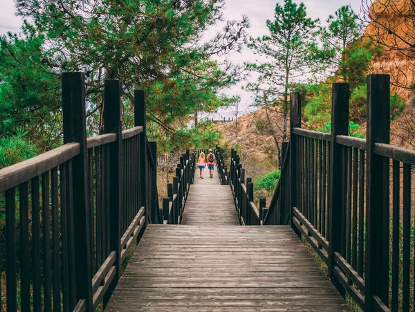 Shot Stairs Leading Beach Olhos Agua Algarve Portugal — Stock Photo, Image