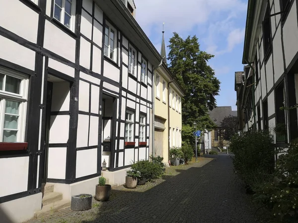 Muelheim Der Ruhr Duitsland Jul 2021 Een Close Van Vakwerkhuizen — Stockfoto