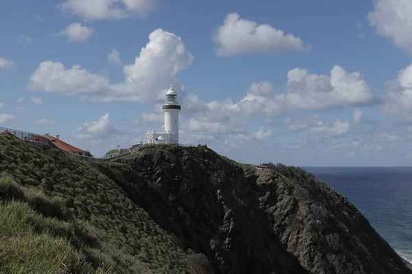 Faro Byron Bay Día Parcialmente Nublado — Foto de Stock