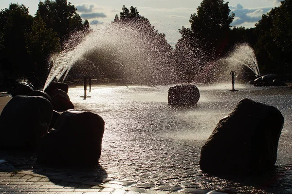 Der Wasserpark Ist Teil Eines Großen Kinderspielplatzes Volkspark Niddatal Kurz — Stockfoto