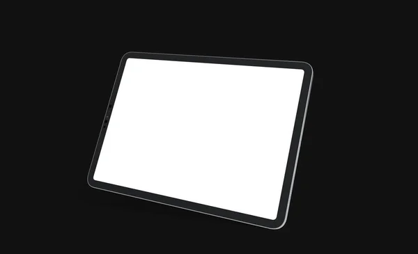 Närbild Tablett Med Tom Skärm Isolerad Mörk Bakgrund — Stockfoto