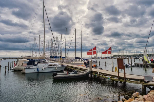 Pintoresco Plano Del Puerto Marítimo Ciudad Kerteminde Funen Dinamarca — Foto de Stock