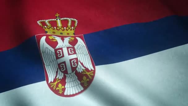 Tiro Realista Ondear Bandera Serbia — Vídeos de Stock