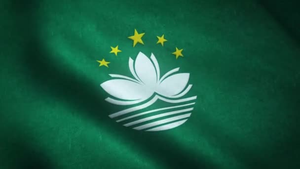 Realista Tiro Ondear Bandera Macao — Vídeos de Stock