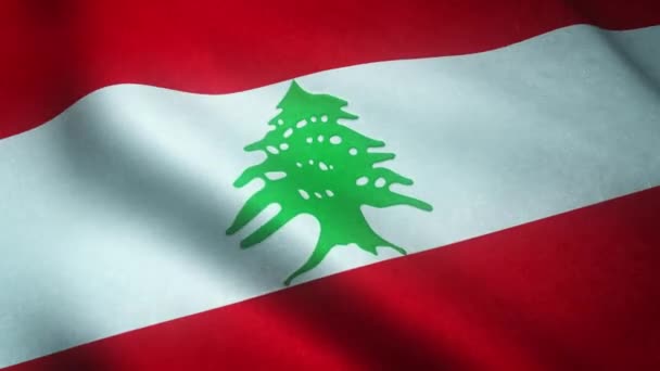 Ρεαλιστική Λήψη Της Κυματιστή Σημαίας Του Λιβάνου — Αρχείο Βίντεο