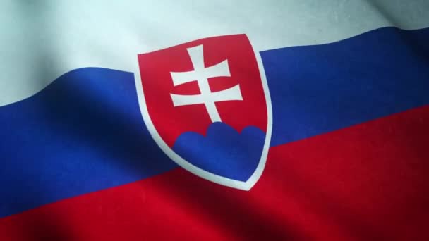 Ρεαλιστική Βολή Κυματίζει Σημαία Της Σλοβακίας — Αρχείο Βίντεο