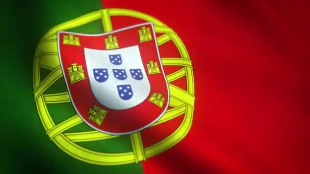 Realista Tiro Ondear Bandera Portugal — Vídeo de stock