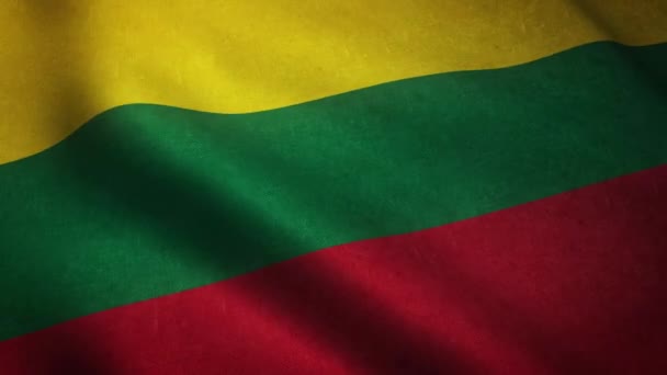 Realista Tiro Acenar Bandeira Lituânia — Vídeo de Stock