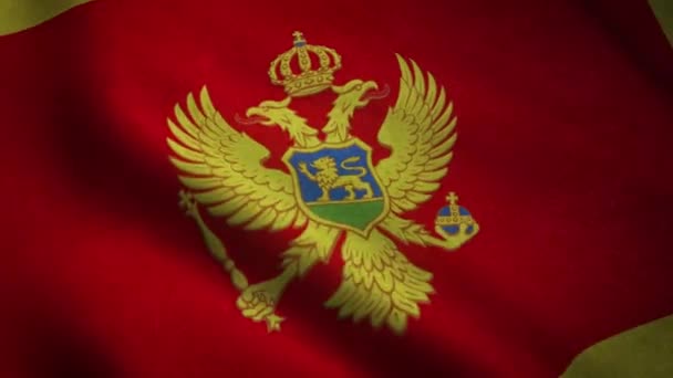 Realistiska Skott Viftande Flagga Montenegro — Stockvideo