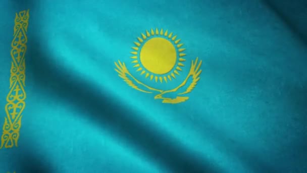 Realistický Záběr Vlajku Kazachstánu — Stock video