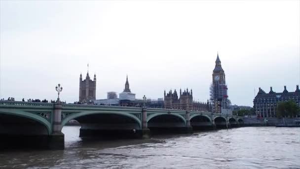 London Sseptember 2019 View Tower Bridge Morning — стоковое видео