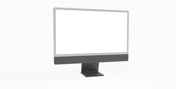 Ein Arbeitsbereich Leerer Bildschirm Desktop Computer Computer Attrappe Schwarz Dunkel — Stockfoto