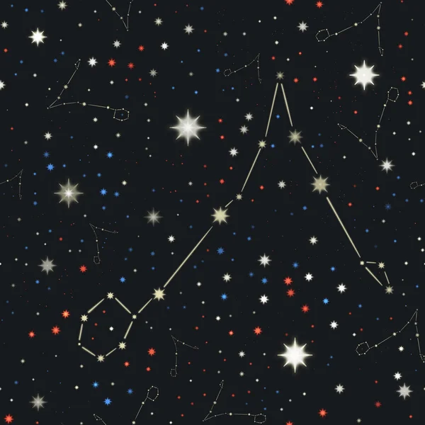 Pisces Constellation Colorful Stars Seamless Pattern — Stock Photo, Image