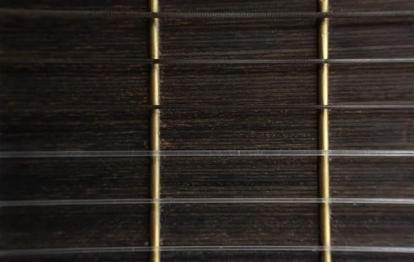 Una Macro Toma Cuerdas Guitarra Como Hermoso Fondo Musical — Foto de Stock