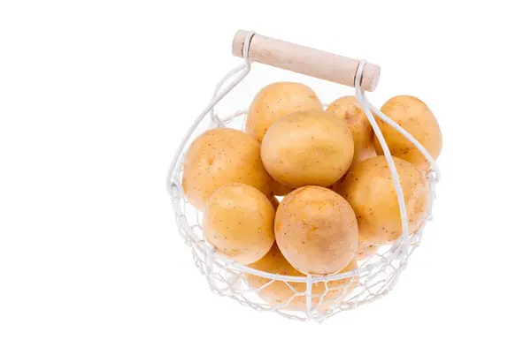 Een Close Shot Van Verse Aardappelen Geïsoleerd Een Witte Achtergrond — Stockfoto