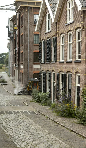 Amsterdam Países Bajos 2021 Calle Adoquines Del Siglo Xix Con — Foto de Stock