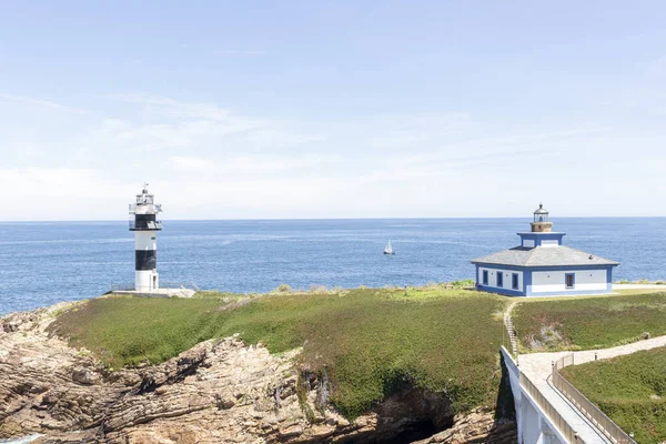 Hermoso Faro Isla Pancha Ciudad Ribadeo Galicia España — Foto de Stock