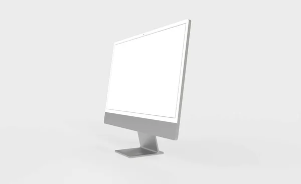 Display Del Computer Modellare Con Schermo Bianco Vuoto Elegante Modello — Foto Stock