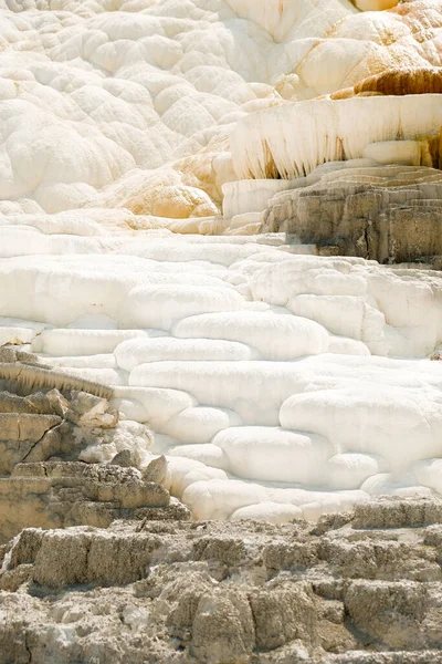 Een Verticaal Shot Van Details Van Mammoet Hot Springs Onder — Stockfoto