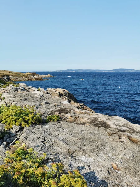 Een Verticaal Schot Van Een Zee Onder Heldere Lucht Coruna — Stockfoto