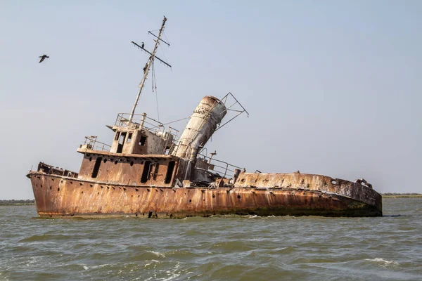 Primer Plano Viejo Barco Oxidado Abandonado — Foto de Stock