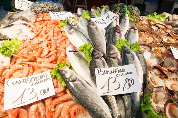 Venic Italien Juli 2018 Ein Fischmarkt Venedig Der Nähe Des — Stockfoto