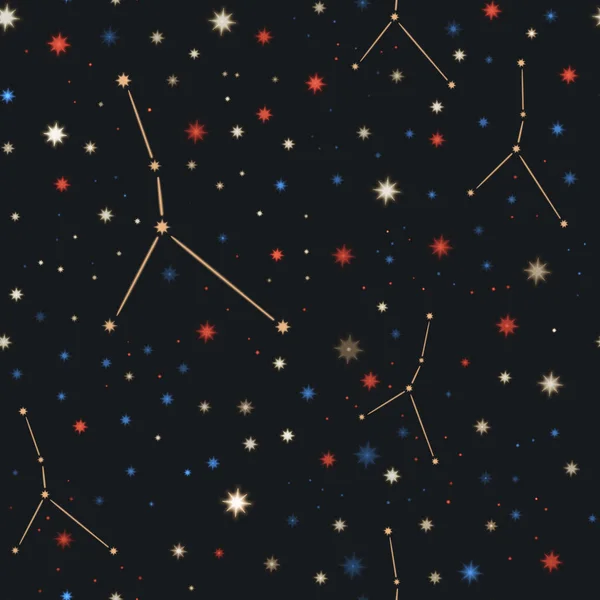 Das Sternbild Krebs Mit Seinen Bunten Sternen Nahtloses Muster — Stockfoto