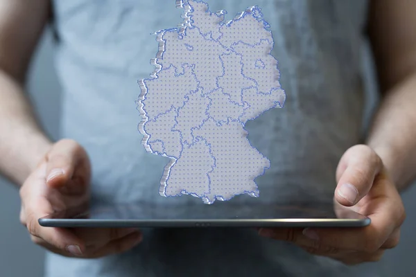 ドイツ地図の3Dレンダリングを提示する者 — ストック写真