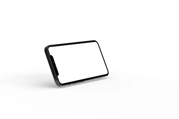 Smartphone Com Uma Tela Branco Isolada Fundo Branco — Fotografia de Stock