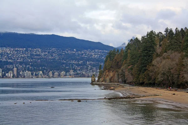 Uma Foto Costa Stanley Park Paisagem Urbana Vancouver Canadá — Fotografia de Stock