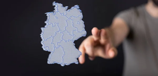 Germany Map Digital Hand — Stock Photo, Image