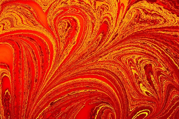 Uma Pintura Abstrata Com Cores Mistas Tinta Óleo Vermelho Dourado — Fotografia de Stock