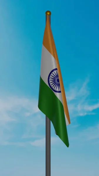 Primer Plano Vertical Bandera India Fondo Del Cielo — Foto de Stock