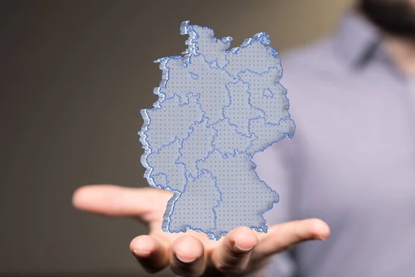ドイツの3D地図 ドイツ国境地図 — ストック写真
