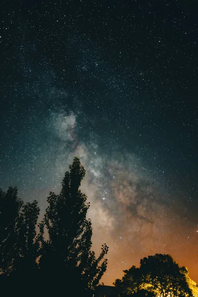 Plano Vertical Vía Láctea Una Noche Estrellada Valle Adirondack Keene — Foto de Stock