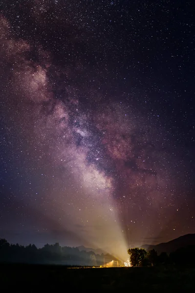 Plano Vertical Vía Láctea Una Noche Estrellada Valle Adirondack Keene — Foto de Stock