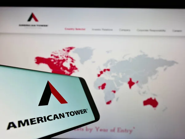 Stuttga Germany Jun 2021 Smartphone Logo Infrastructure Company American Tower — Stock Photo, Image