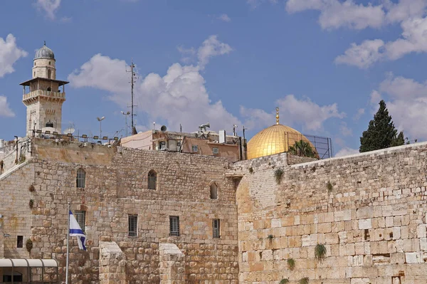 Kudüs Srail Deki Kaya Kubbesi Yakınlarında Ağlama Duvarı Nın Bir — Stok fotoğraf