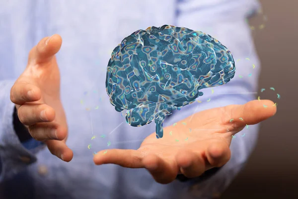 Illustrazione Del Cervello Cablata Passo Successivo All Intelligenza Artificiale — Foto Stock