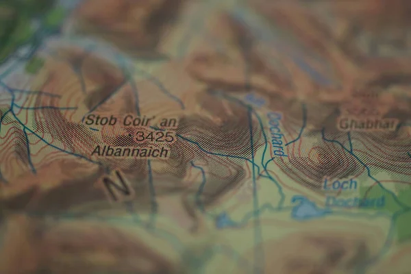 Eine Nahaufnahme Der Topographischen Karte Von Neuen — Stockfoto