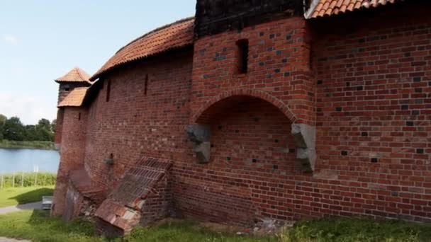 Vista Del Paisaje Con Antiguo Castillo Medieval Isla Trakai Día — Vídeos de Stock