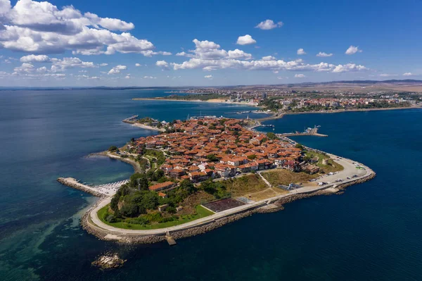 Letecký Pohled Nessebar City Mořské Město Bulharské Pobřeží Černého Moře — Stock fotografie