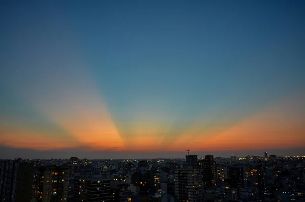 Sunbeams Sunset Buenos Aires Argentina — Stock Photo, Image