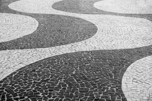 Klassisches Muster Des Bürgersteigs Der Copacabana Rio Janeiro Brasilien — Stockfoto
