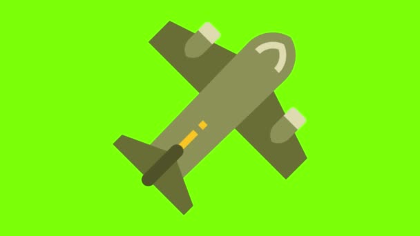 Illustration Des Flugzeugs Auf Grünem Hintergrund — Stockvideo